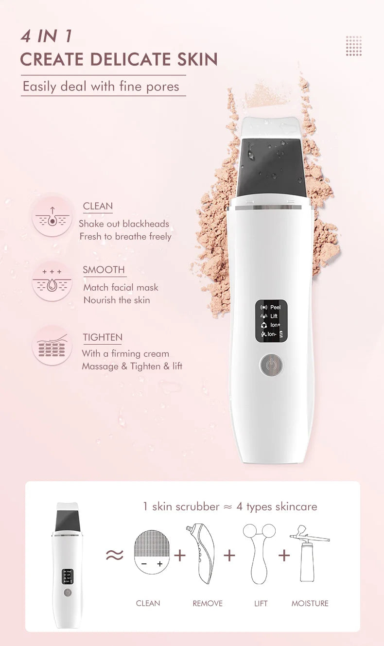 White Ultrasonic Skin Scrubber Acne & Blackhead Remover