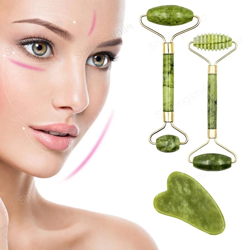 Natural Jade Stone Gua sha and roller