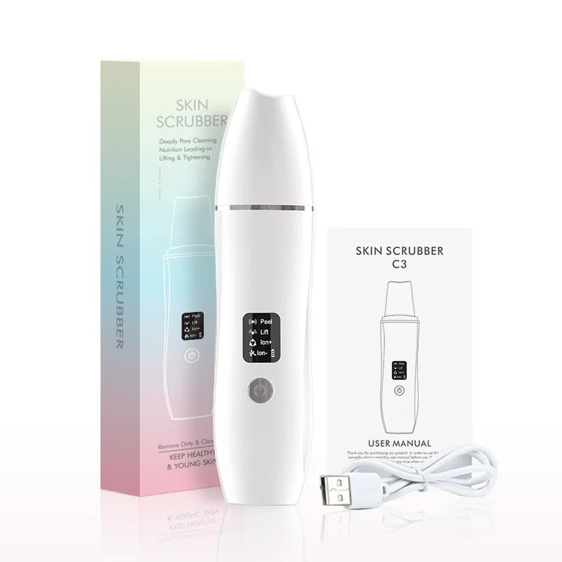 White Ultrasonic Skin Scrubber Acne & Blackhead Remover